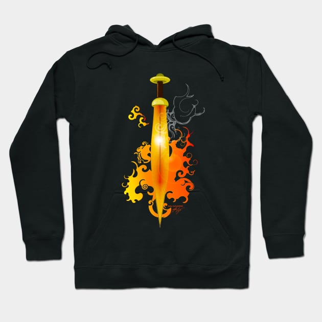 Flaming Sword Hoodie by MikeCottoArt